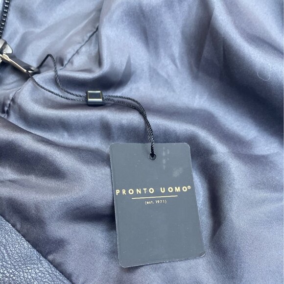 Pronto Uomo Mens Black Faux Leather Quilted Vest With Pockets Sz L - New - Picture 10 of 11